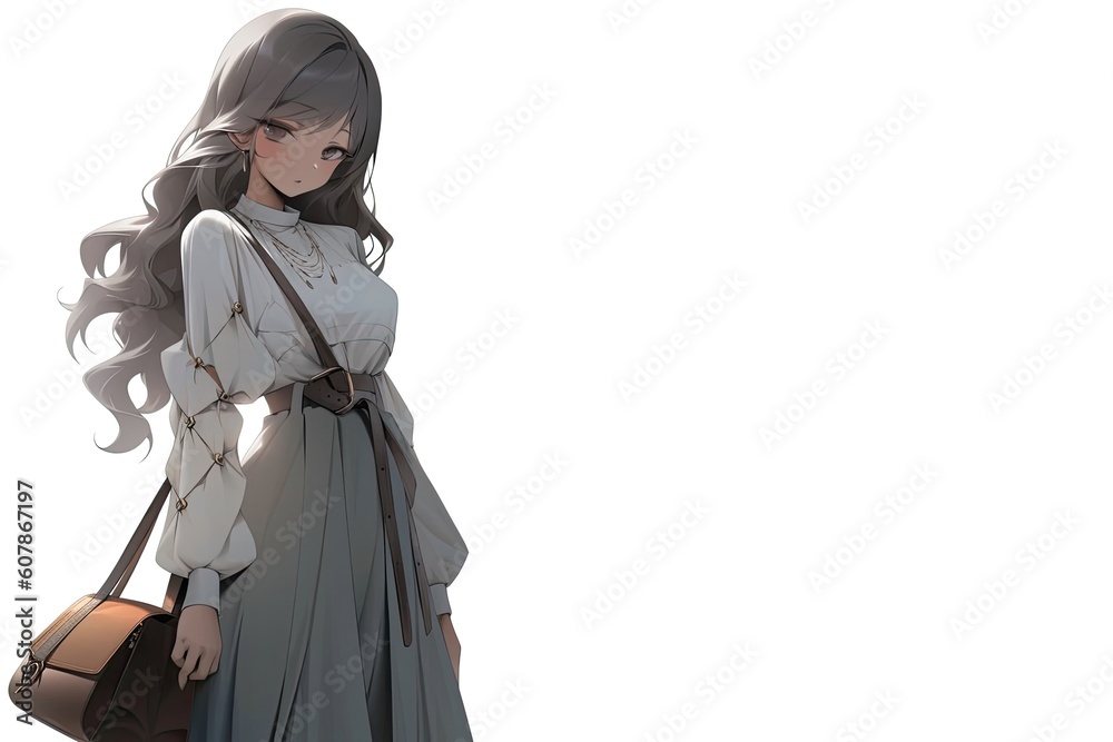 Asian Anime Female Fashion Designer White Background Very Attractive Copy Space Generative AI Asian Anime Female Fashion Designer White Background Very Attractive Copy Space Generative AI