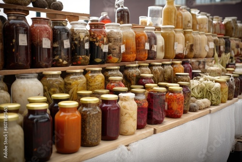 fermented foods market, with a variety of fermented foods for sale, created with generative ai