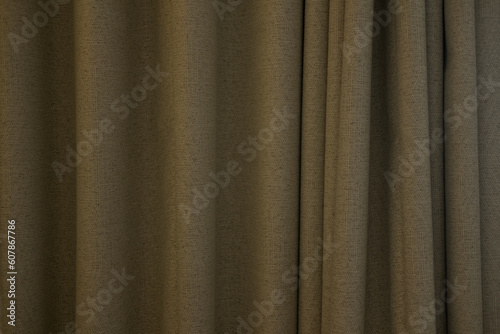 Brown curtain background. Wave luxury curtain. Curtain or drapes background