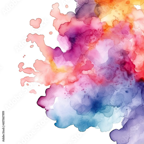 Abstract multicolored watercolor on transparent background.The color splashing in the paper. Ai generative.