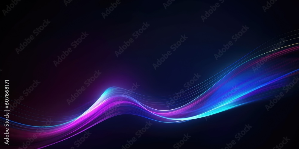 Abstract flowing neon color wave lights background. Generative AI AIG21. - obrazy, fototapety, plakaty 