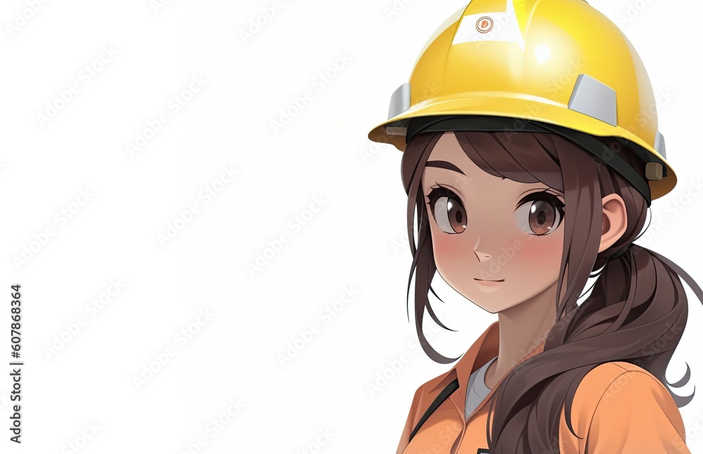 Asian Woman Forestry Worker White Backdrop Very Pretty With Copyspace Generative AI Asian Woman Forestry Worker White Backdrop Very Pretty With Copyspace Generative AI