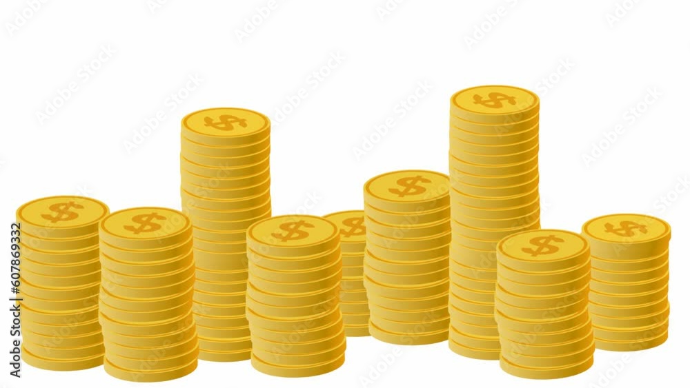 Growing columns of money - gold coins Growing columns of money - gold coins
