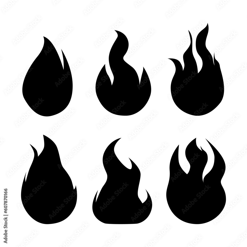 fire set icon vector silhouette illustration isolated white background fire set icon vector silhouette illustration isolated white background
