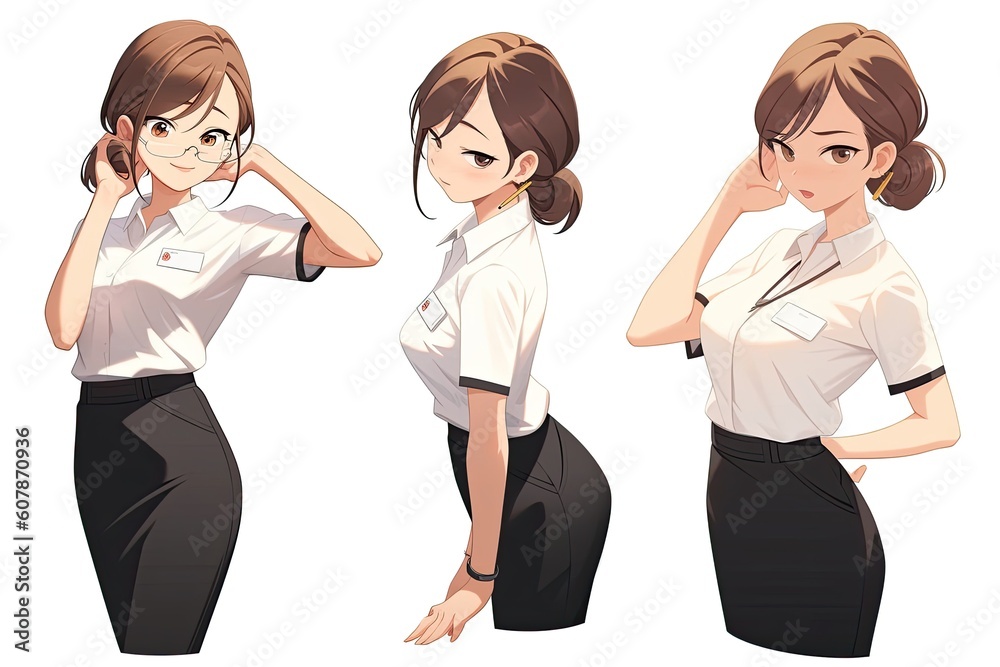 Asian Anime Woman Physical Education Teacher White Background Very Pretty With Copyspace Generative AI Asian Anime Woman Physical Education Teacher White Background Very Pretty With Copyspace Generative AI
