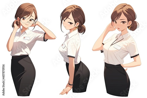 Asian Anime Woman Physical Education Teacher White Background Very Pretty With Copyspace Generative AI
