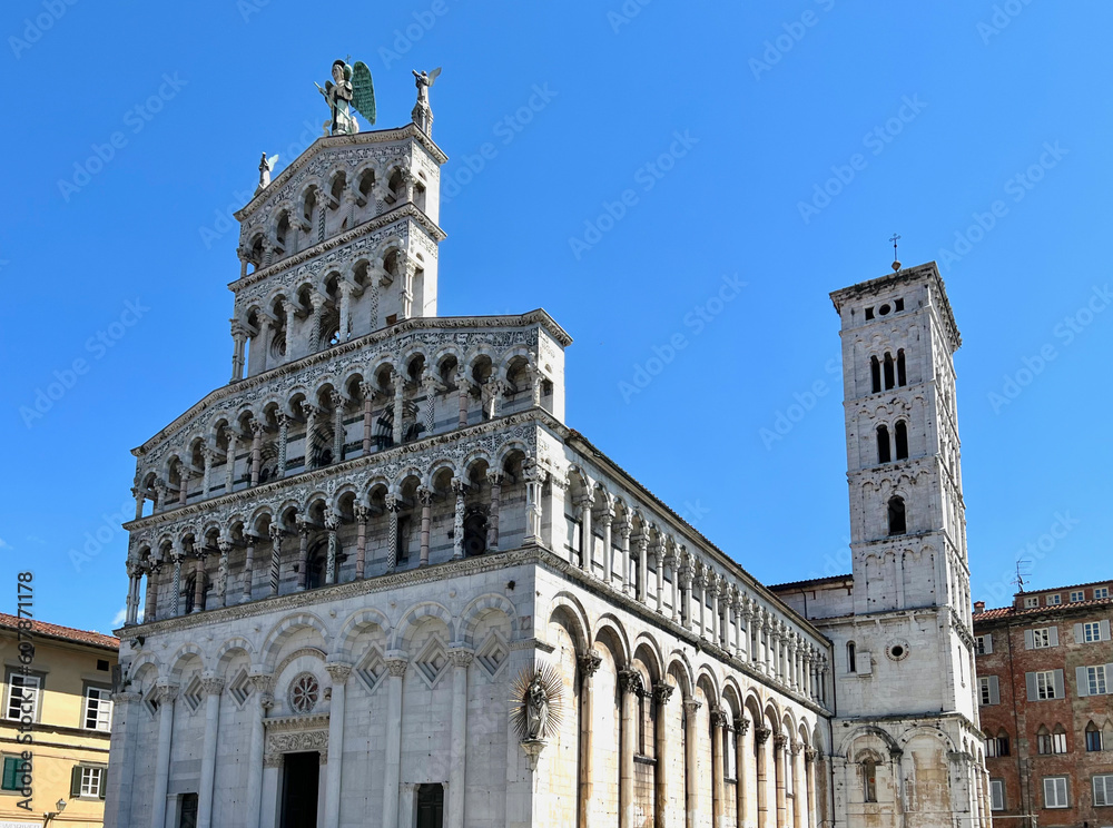 San Michele Basilica is a Roman Catholic basilica church built over the ancient Roman forum in Lucca, Italy