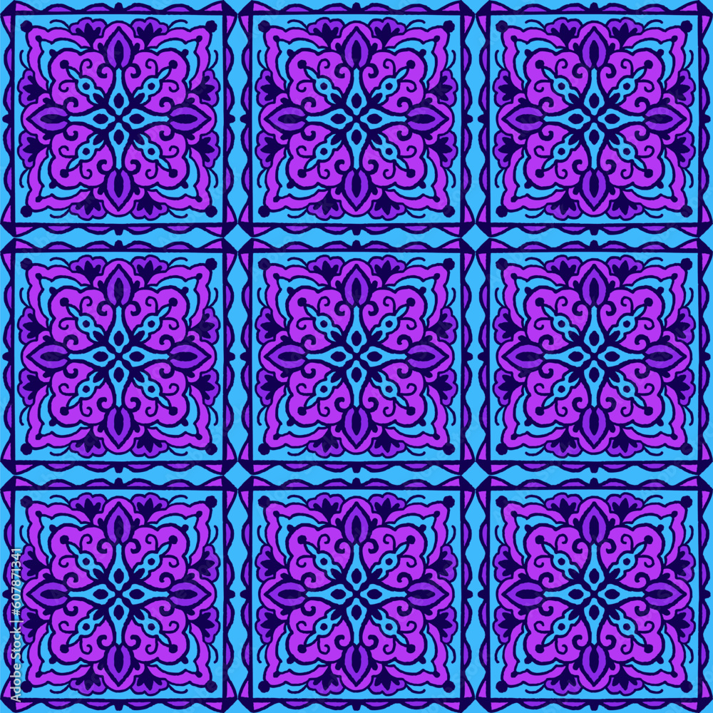 Seamless pattern with arabesques in retro style. Vector illustration.