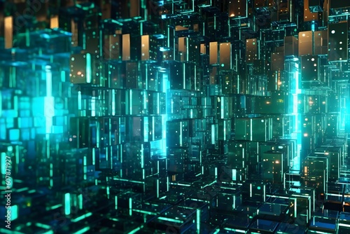 3D Cyber Matrix Background realistic photography realism. Generative AI