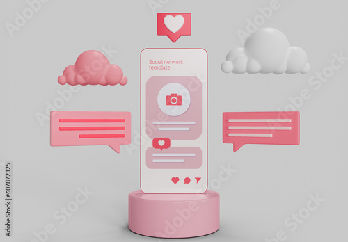 Smartphone with Social Network Theme Mockup	
