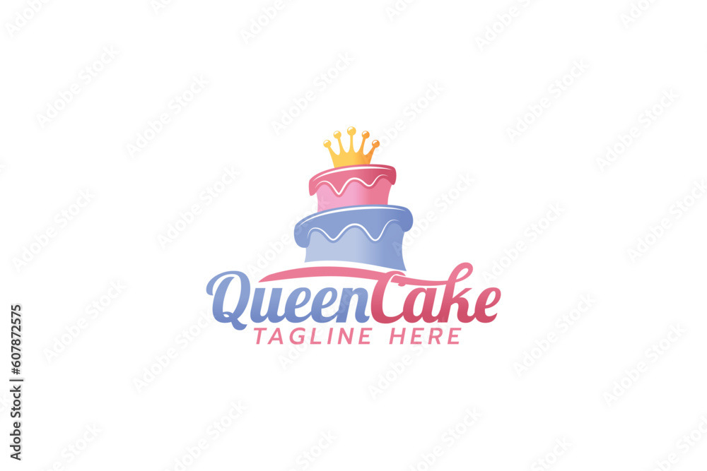 queen cake logo with a combination of a cake and queen crown. queen cake logo with a combination of a cake and queen crown.