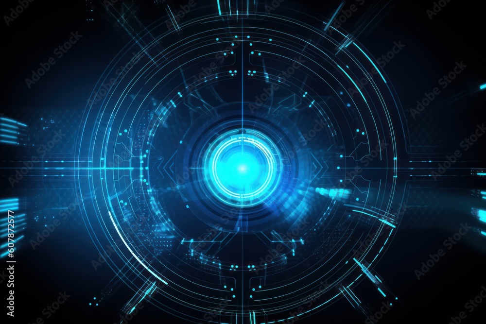 Obraz premium Abstract blue technology hi-tech futuristic background, Generative ai