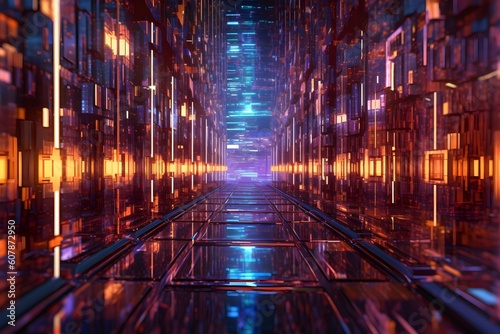 Cyber Matrix Background realistic photography realism. Generative AI