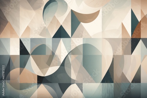 Abstract geometric shapes in muted tones creating a modern background, Generative ai
