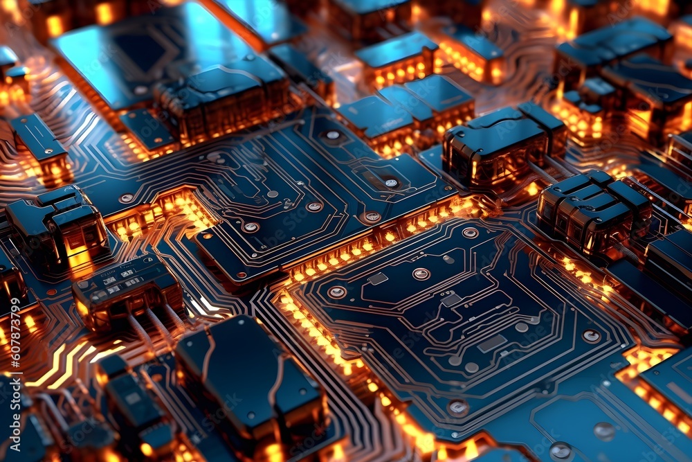 Futuristik Circuit Board Background realistic photography. Generative AI