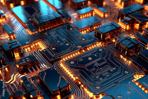 Futuristik Circuit Board Background realistic photography. Generative AI photo