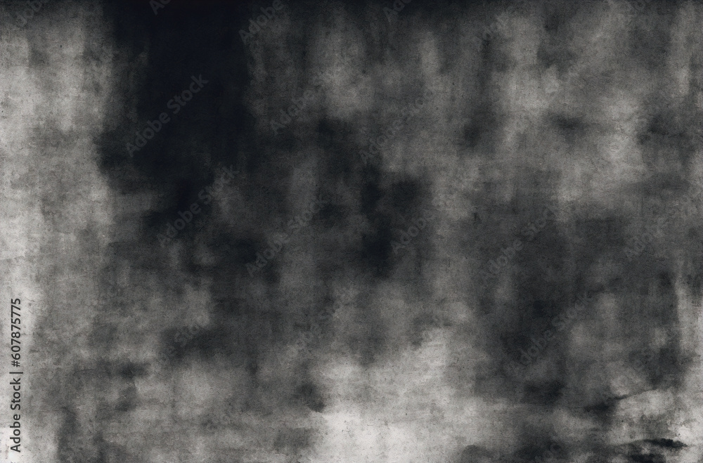 Black and white background. Abstract monochrome image includes a faded effect in dark tones. Texture to overlay on the image. Generative AI.	