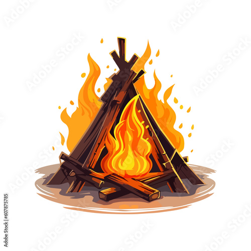 bonfire fire camp vector, outdoor burn fire illustration 