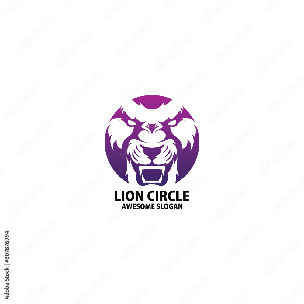 lion circle logo design gradient line icon