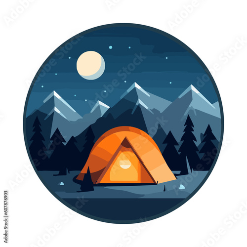 night camp, tent camping vector, for outdoor adventure logo
