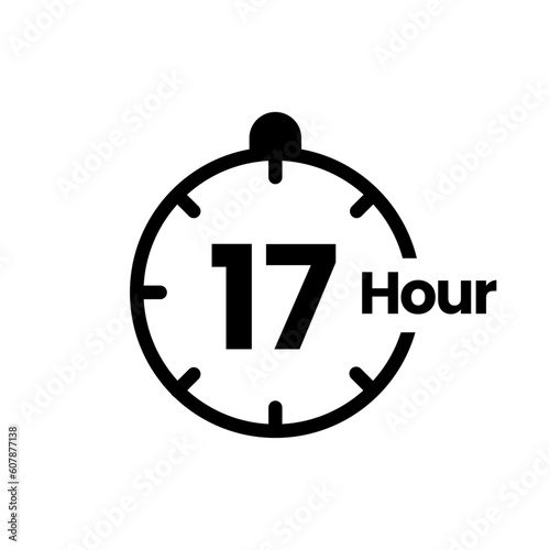 17 hours clock sign icon
