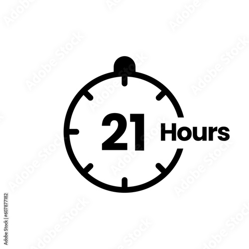 21 hours clock sign icon 