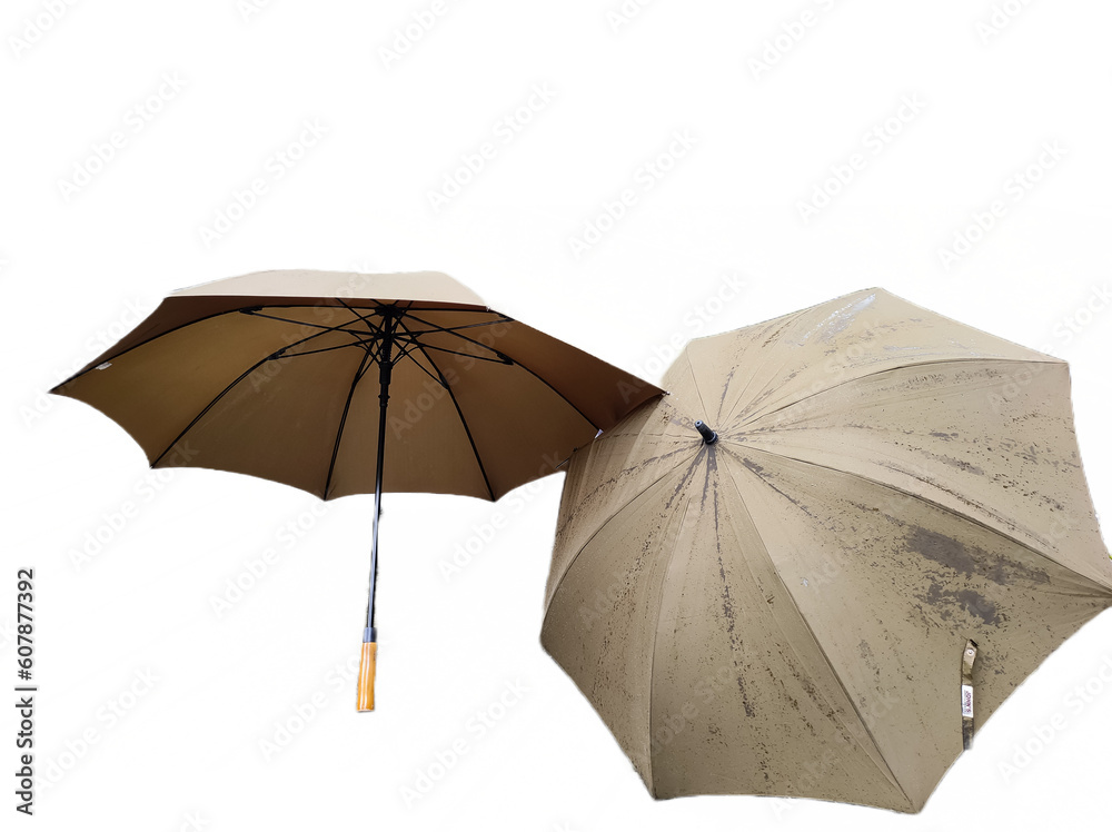 Two umbrellas against each other isolated