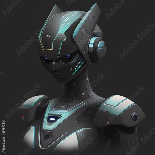 3d render of a robot with helmet