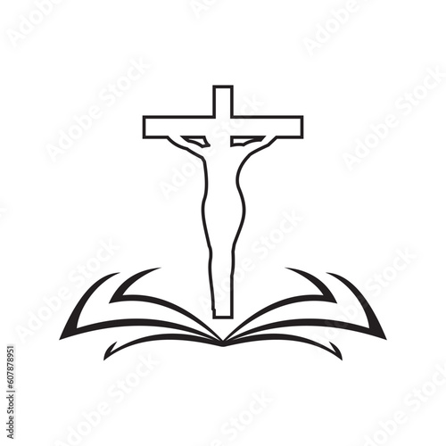 bible logo icon and christian cross symbol
