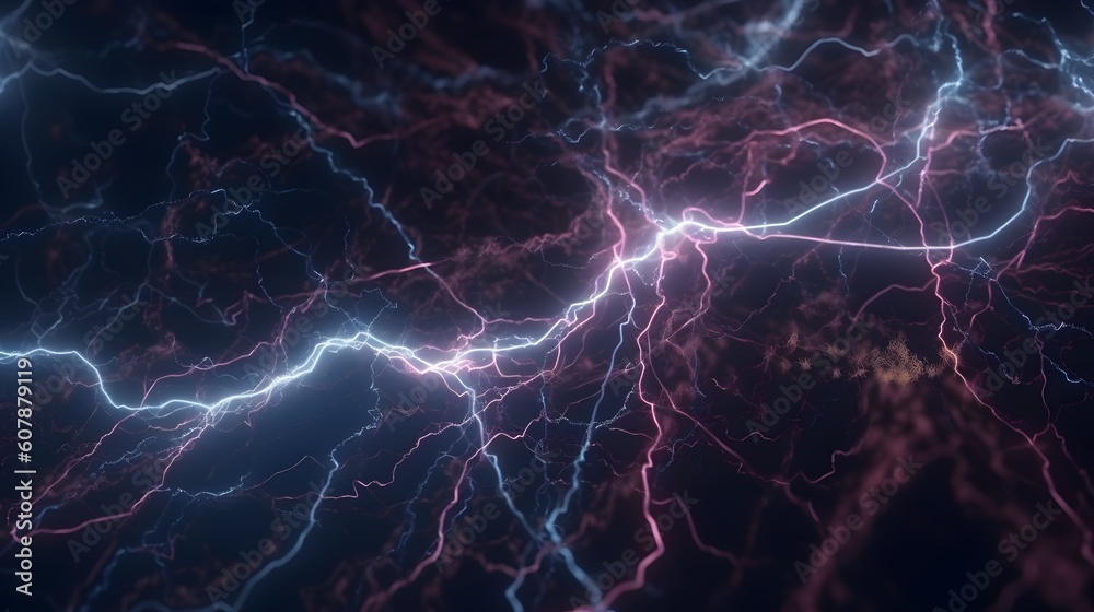 Abstract Background with lightning in the dark or brain neurons