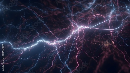 Abstract Background with lightning in the dark or brain neurons © Darya