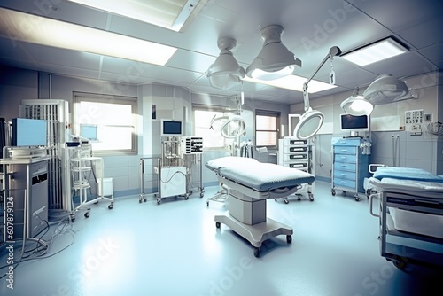 intensive treatment unit room with stuff professional photography ai generated