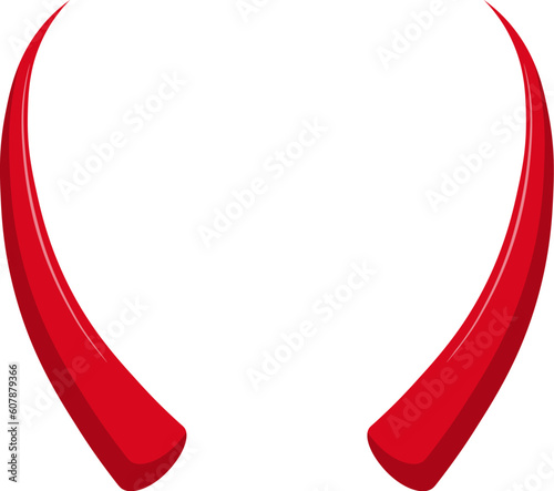 Vector illustration of long red devil horns.