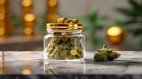 Cannabis Concentrates on glass jar generative ai
