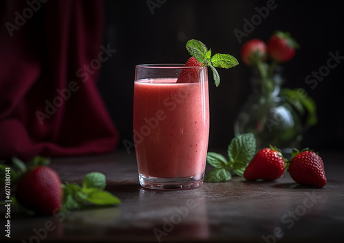 Quench your thirst for high-quality stock images with this captivating strawberry smoothie photograph. Perfect for advertisements, blogs, and more. Buy now and add a touch of freshness to your project