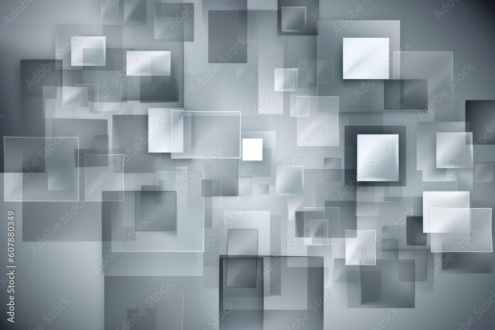 Abstract grey background with overlapping squares, Generative ai Abstract grey background with overlapping squares, Generative ai