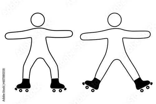 Transitions on roller skates of a person, contour