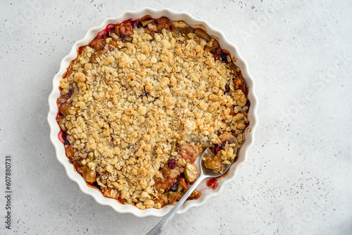 Delicious apple and blackberry crumble