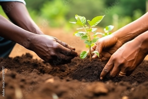 African women planting organic vegetable garden in fertile soil - sustainable agriculture, eco-friendly, farming, health, nutrition, generative AI