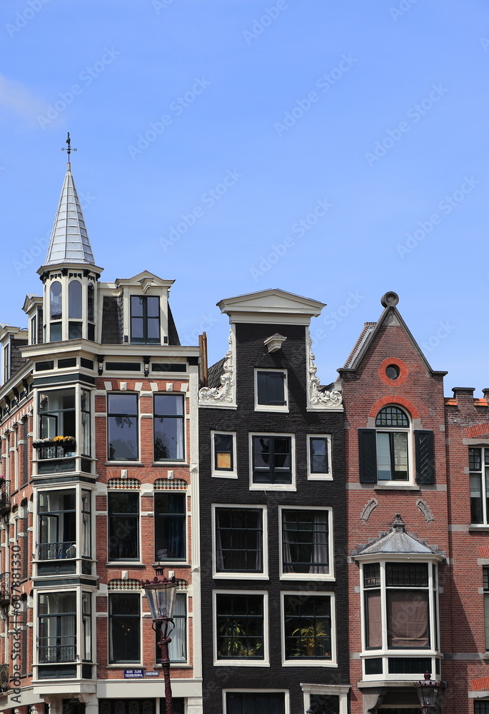 Amsterdam Oudezijds Voorburgwal Canal Historic House Facades, Netherlands