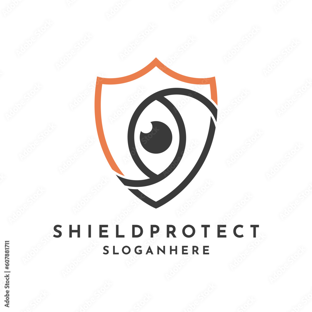Shield protect in line logo design idea Shield protect in line logo design idea