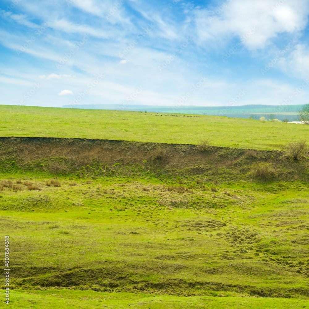 Agricultural Green field with landslide. Agricultural Green field with landslide.