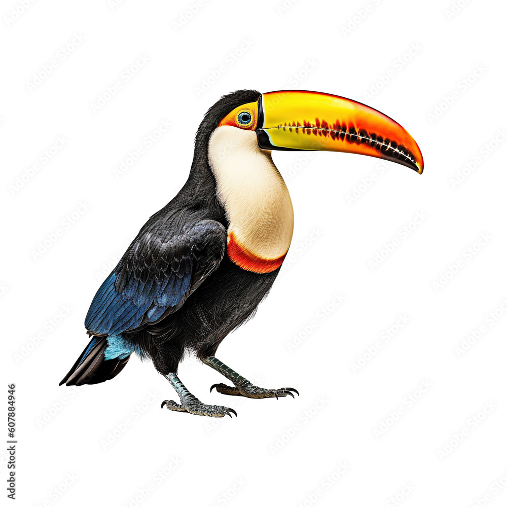 Naklejka premium Toucan bird isolated on transparent background, created with generative AI