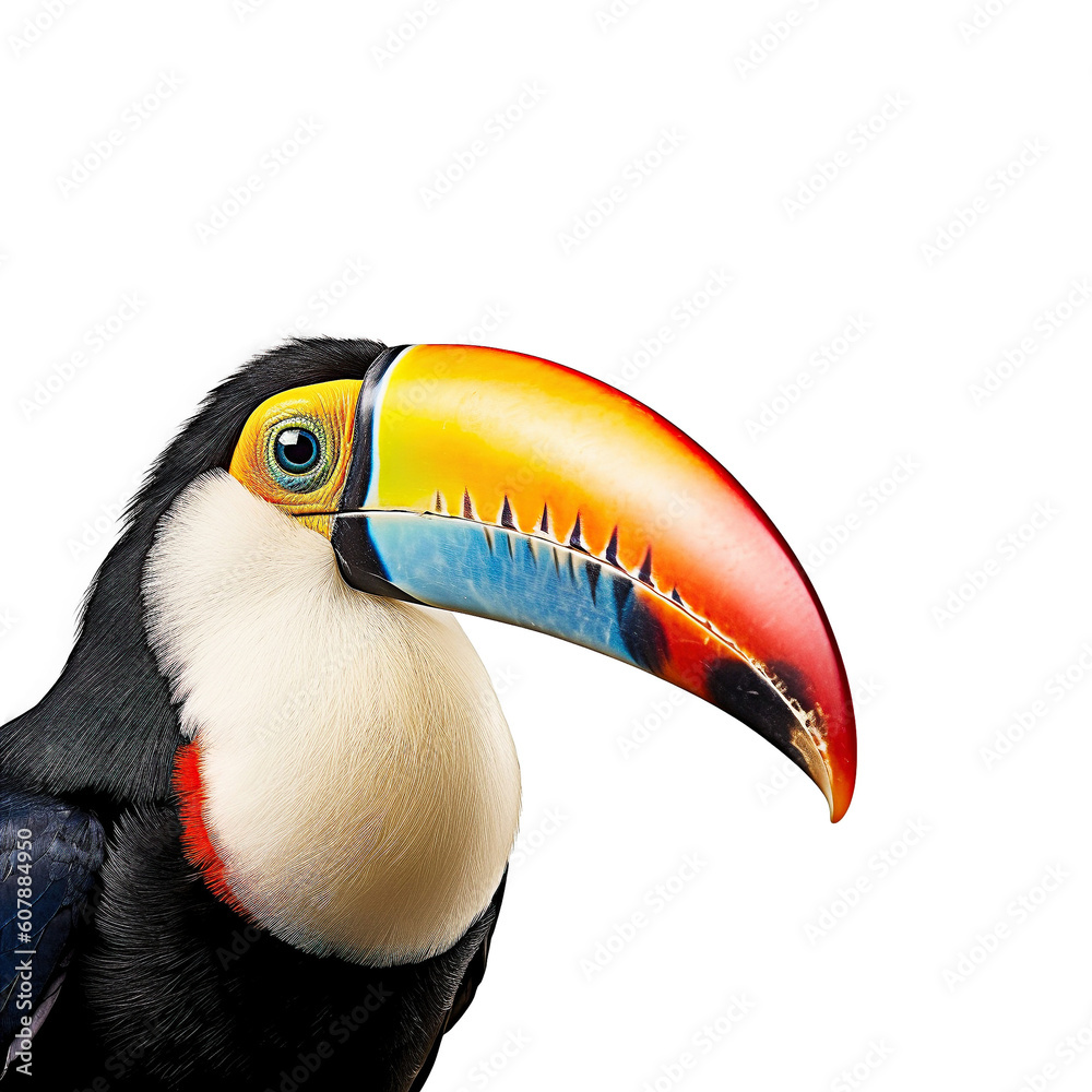 Fototapeta premium Toucan bird isolated on transparent background, created with generative AI