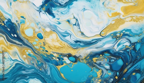 an abstract painting depicting blue and yellow gush swirls. Generative AI
