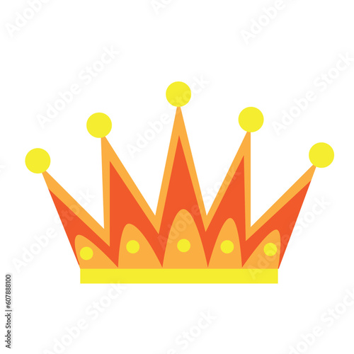cartoon illustration, beautiful big golden crown, isolated object on white background, wind,