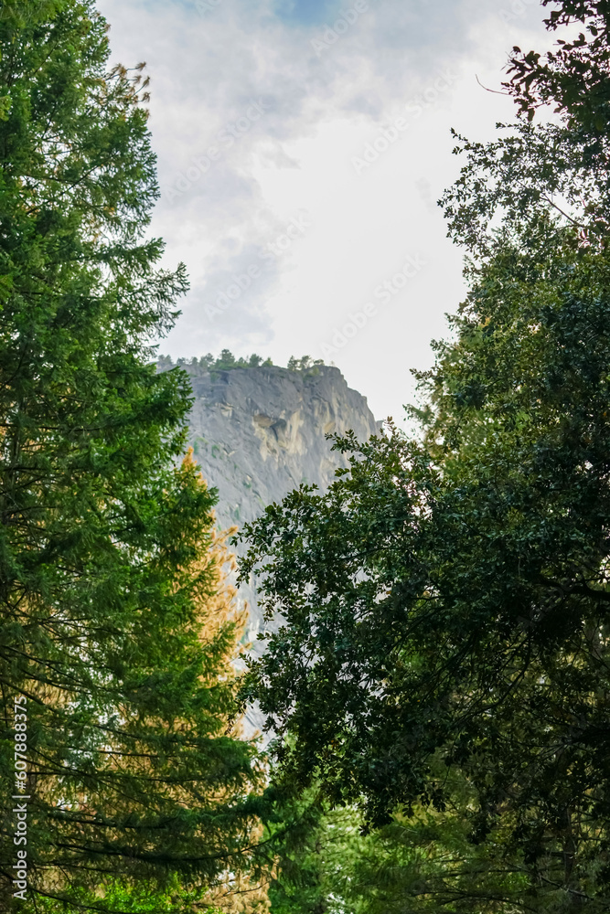 Hiking inside Yosemite National Park in California