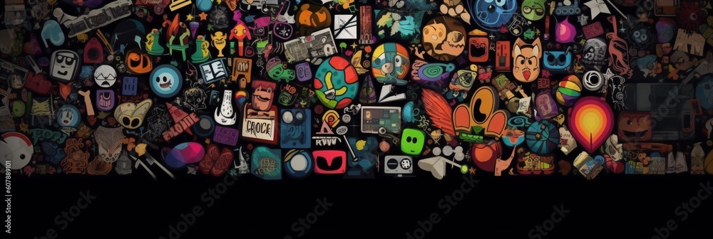 Obraz premium wallpaper with cartoon symbols, generative ai