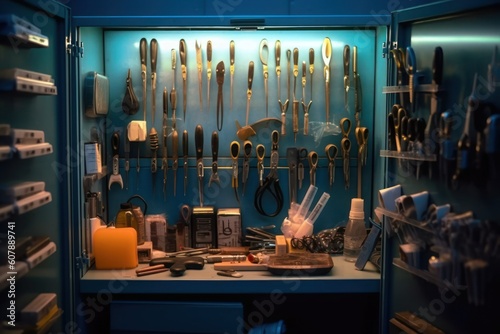 stock photo of mortuary room with stuff tools equipment AI Generated