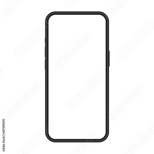 Mockup of a phone screen. Social media promotion. Advertising on a smartphone display. Device front view. 3D mobile phone with shadow. Cell phone